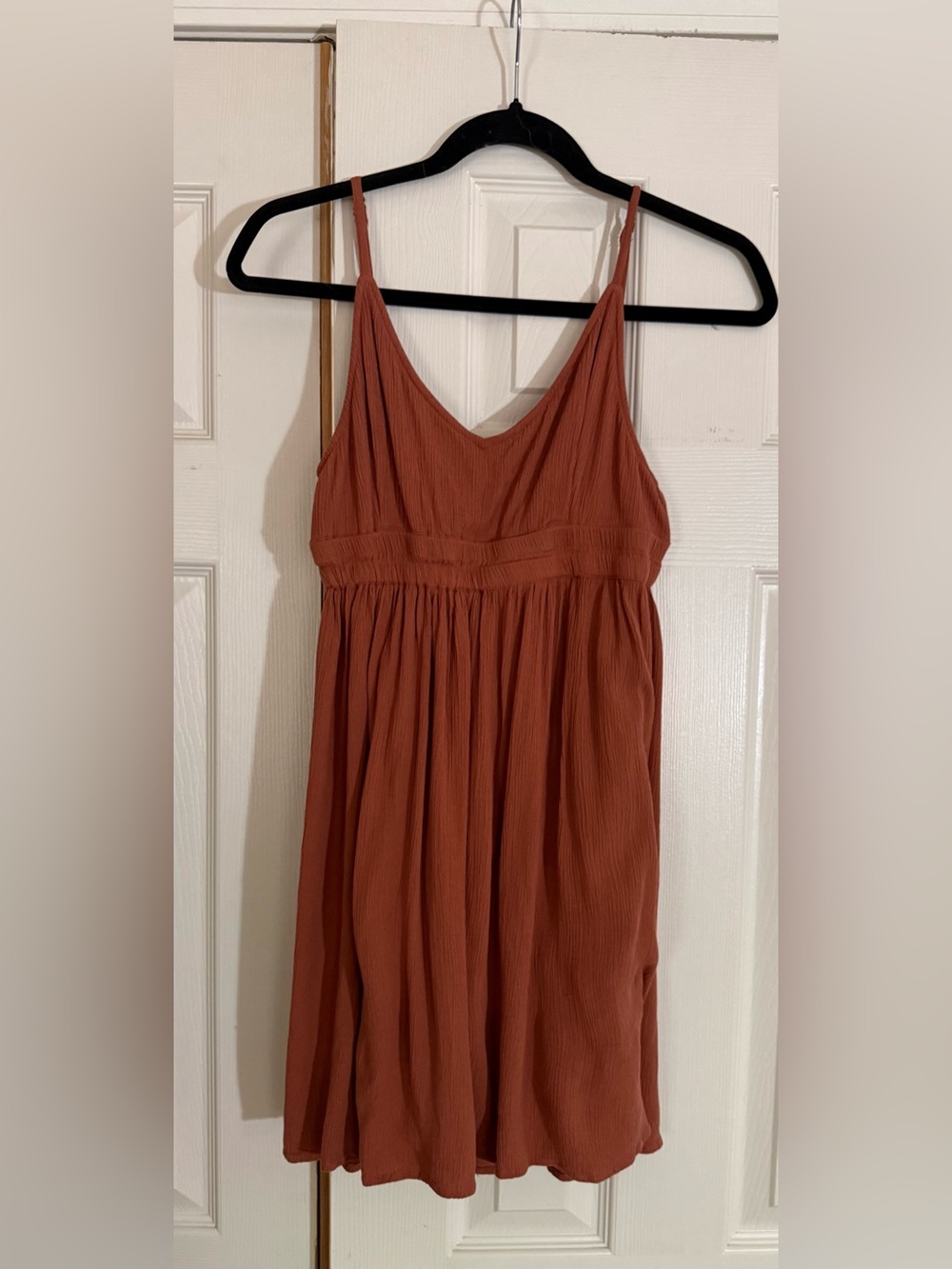 O’Neill Small Rust Boho Sundress Crinkle Gauze Spaghetti Strap Mini Dress